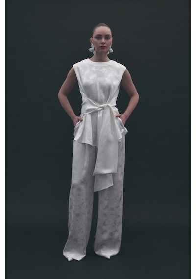 Sateen Camila Pantolon - Ekru-137188 Ekru