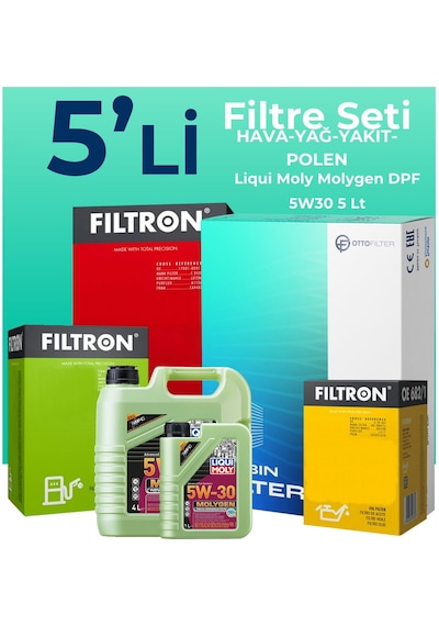 Filtron Kia Ceed 1.6 Dizel Filtre Bakım Seti Liqui Moly Motor Yağlı (2012-2018) 5 Li -