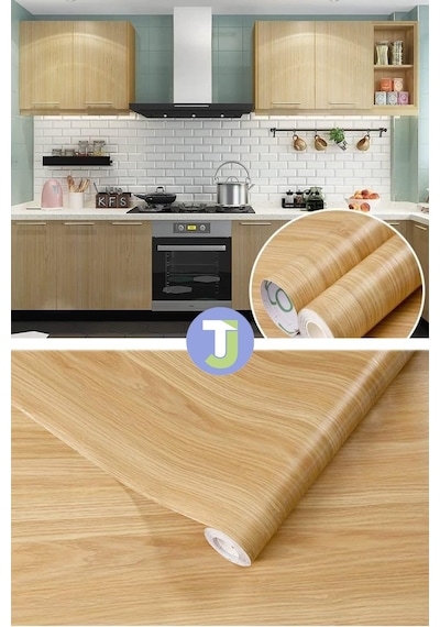 Technojet Kendinden Yapışkanlı Ahşap Görünümlü Mutfak Banyo Tezgah Duvar Dolap Masa Kaplama 60x100cm 001