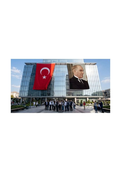 Gazi Mustafa Kemal Atatürk Yan Portre Bayrak Ve Türk Bayrağı Premium Raşel Kumaş 2'li Set 10x15 Metre Ata58 Diğer