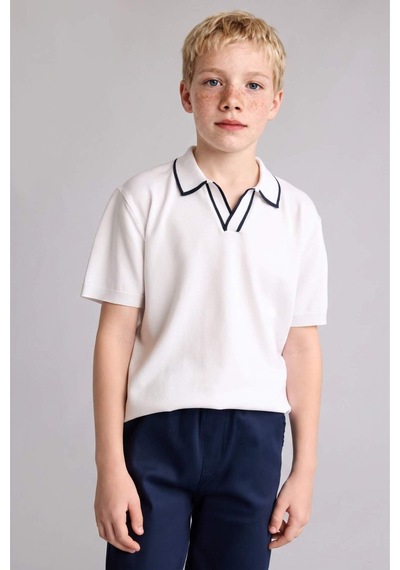 Defacto Regular Fıt Henley Yaka Viskon Beyaz Kazak Erkek Çocuk G6606a826auwt32 Beyaz-wt32