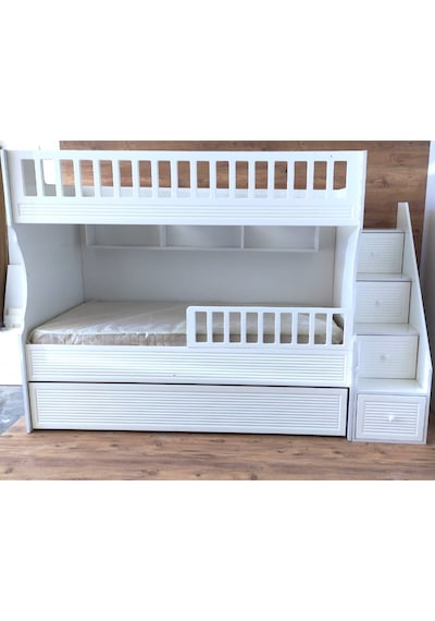 Midas Mdf Panjur Model Lake Boyalı Yavrulu 3 Lü Ranza Beyaz Monta