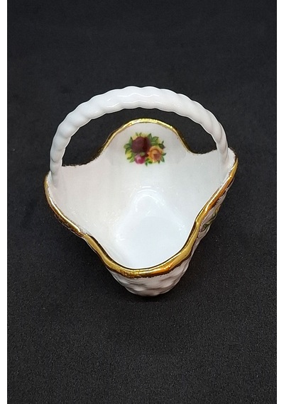 Old Country Roses Bone China Antika Porselen Örgülü Mini Sepet 6x7 Cm Sarı
