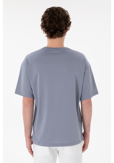 U.S. Polo Assn. Erkek Comfort Fit Bisiklet Yaka Mavi Merserize Basic Tişört 50313089-VR036