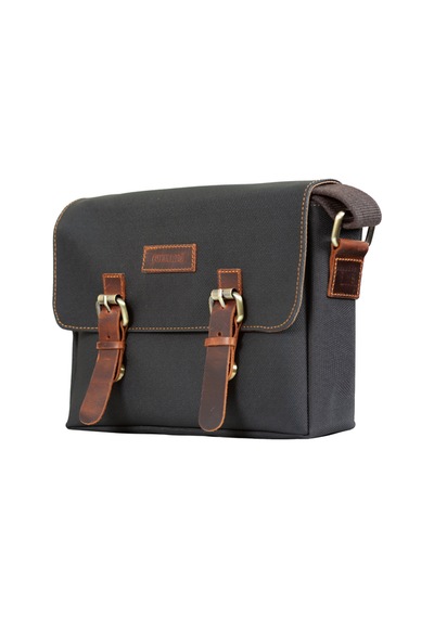Gillario Design 01 Kanvas - Deri Dark Siyah Omuz Çantası