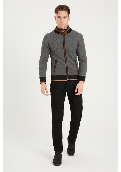 1021 Dewberry Erkek Sweatshırt-noktalı Siyah Noktalı Siyah