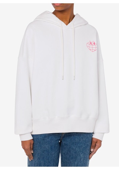 Moschino Jeans Beyaz Kadın Kapüşon Baskılı Sweatshirt A1701-2002