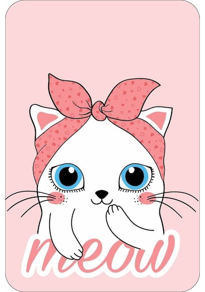 Pembe Kedi Desenli Banyo Halısı Klozet Paspas Seti Bs261n11