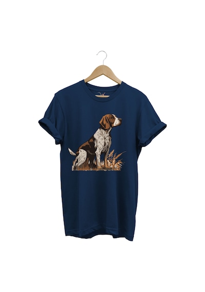 Beagle Av Köpeği Avcılık Baskılı Vahşi Yaşam Doğa Regular Fit Lacivert T-shirt Lacivert