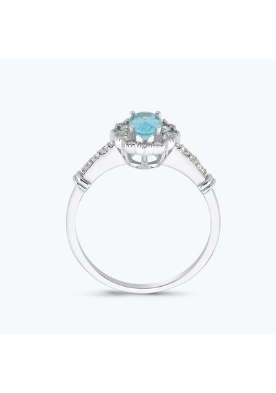Altınbaş Pırlanta Mavi Topaz Oval Yüzük Pnf001skt-14k