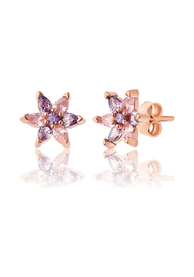 Zanaatsilver 925 Ayar Gümüş Rose Kaplama Ametist pembe Taşlı Nilüfer Çiçeği Kü