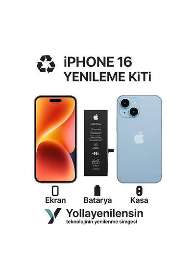 Apple Uyumlu iPhone 16 Kiti Ekran + Batarya + Arka Kasa Model , Yüksek Kalite Parçalar