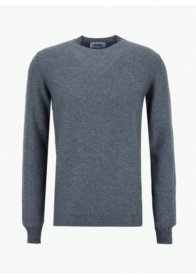 Alpha Studio Gri Erkek Bisiklet Yaka Regular Fit Kazak Au-3210c Pacth Crewneck Knıt