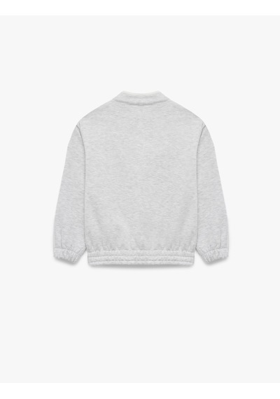 Koton Düğmeli Şardonlu Uzun Kollu Hakim Yaka Sweatshirt Kar Melanj 7wkg10607ak Gri Melanj