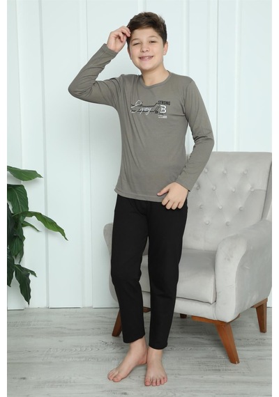 Akbeniz Erkek Çocuk Penye Pijama Takım 20418 Vizon