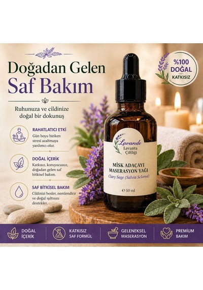 Lavande Lavanta Çiftliği Misk Adaçayı Maserasyon Yağı Masaj Yağı 50 ML