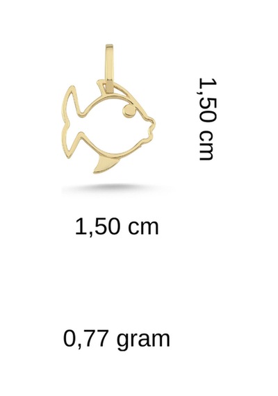 14 Ayar Altın Balık Kolye Ucu Sarı