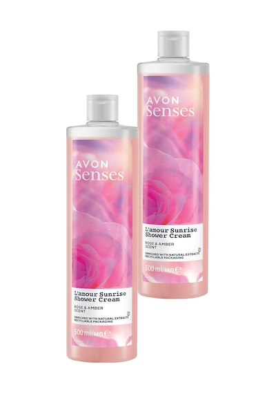 Avon Senses L'amour Sunrise Gül ve Amber Kokulu Krem Duş Jeli 2 x 500 ML