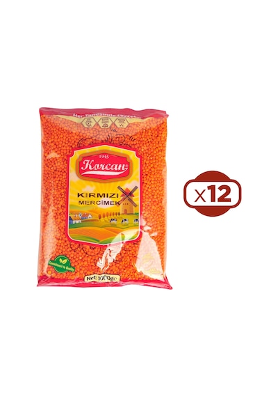 Korcan Kırmızı Mercimek 1 Kg X 12 Adet