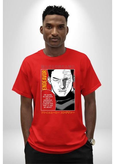 Enji Todoroki Manga Pamuklu Bisiklet Yaka Unisex Oversize Boyfriend Dijital Baskılı Kırmızı T-shirt Kırmızı