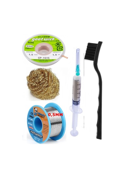 Mechanic/ Lehim Sn63/pb37 40g 0,5mm Havya Ucu Temizleme Teli Lehim Toplama Cp-1515 Emme Teli 1,5mm Set03