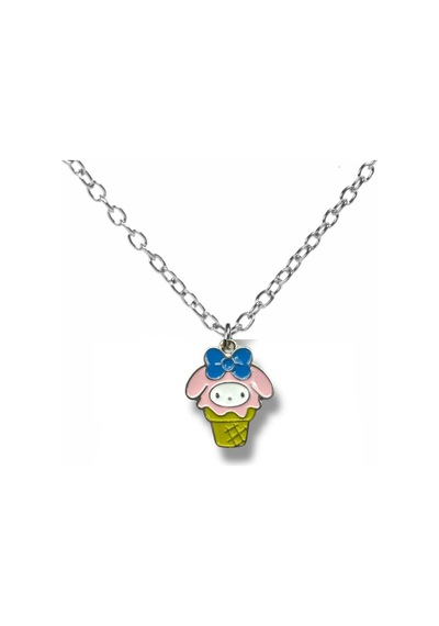 Dondurma Figürlü Hello Kitty Kolye Sevimli Pembe Unisex Takı 60 Cm Zincirli Çok renkli