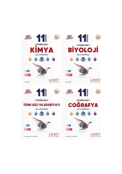 Limit 2027 11. Sınıf Kimya + Biyoloji + Türk Dili Ve Edebiyatı + Coğrafya Soru Bankası Seti 4 Kitap Maarif Model