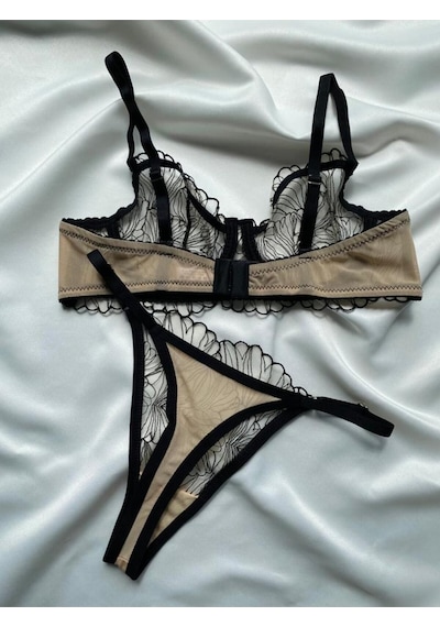 Arona Dantelli Bralet Takım Transparan İç Çamaşır Takımı Sütyen Tanga Set Dantelli Sütyen Fantezi Giyim Bej Arona Dantelli Bralet Takım Transparan İç Çamaşır Takımı Sütyen Tanga Set Dantelli Sütyen Fantezi Giyim Bej