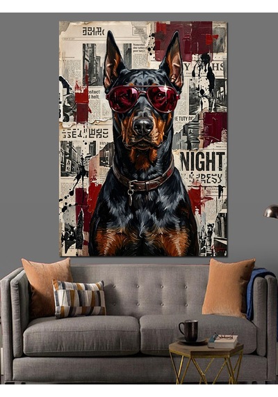 Doberman Köpek Kanvas Tablo Dekoratif Kanvas - Mdf Ahşap Tablo