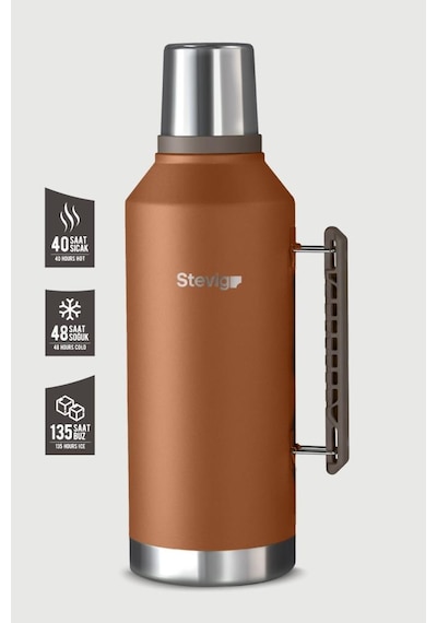 Stevig 1 Camper Klasik Kulplu Sızdırmaz Çelik Termos 2.2 Lt Autumn Leaf St-263 Turuncu