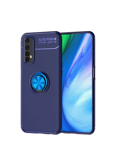 Realme 7 Uyumlu Kılıf Range Yüzüklü Silikon - Mavi