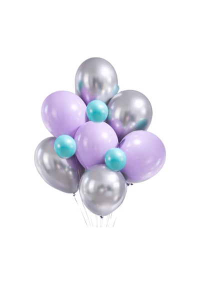 Lila Kelebek Konsepti 10'lu Balon Seti-lila Gümüş Parti Seti