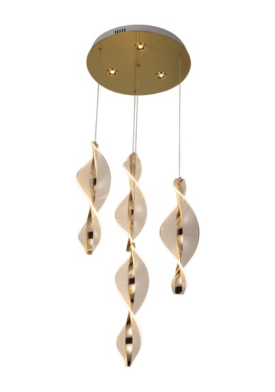 Gupse 4 Lü Yuvarlak 62 Watt Ledli Modern Tasarım Oturma Odası Salon Avize Gold