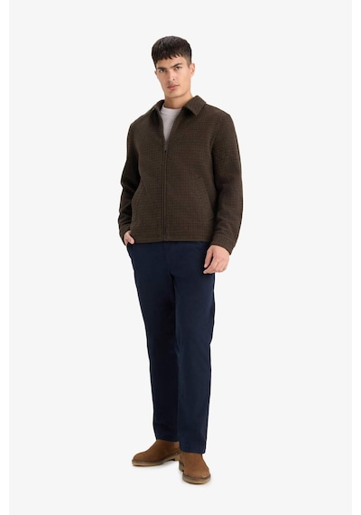 Defacto Slim Fit Dar Kesim Polo Yaka Cepli Astarlı Fermuarlı Mont F0572ax25wnbn339 Kahve