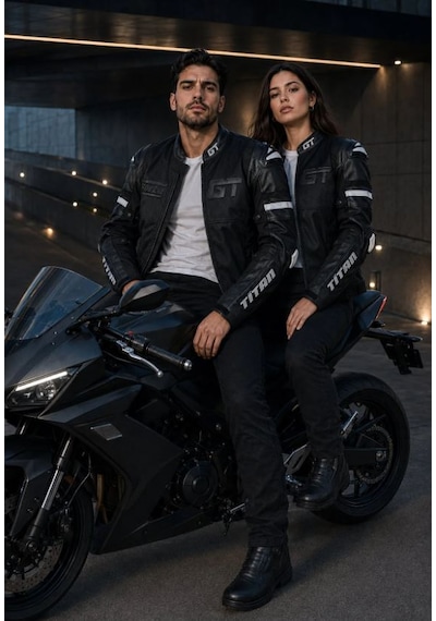 Yyk Forte Gt Titan Hörgüçlü Deri Korumalı Ceket Motosiklet Montu Antrasit - Siyah