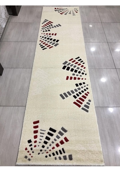Saray Halı Samyeli 10943 Wk 80X300 Kırmızı Gri Krem Yolluk !