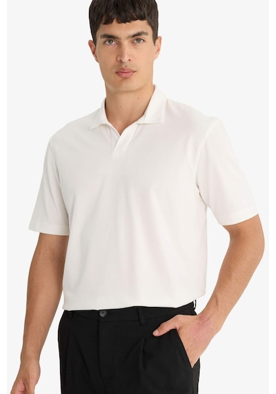 Defacto Regular Fit Polo Yaka Kısa Kollu Tişört F8477ax25auwt32 Beyaz