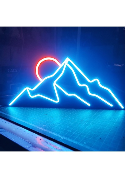 Dağ & Güneş Neon Led 3d Baskı Çok Renkli