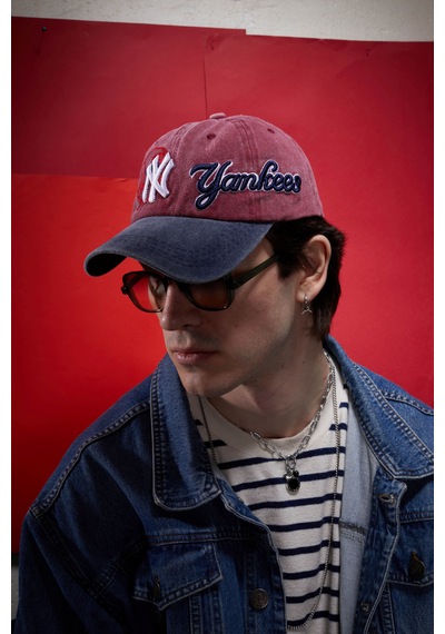 Berellini Ny Yankees Yıkamalı Şapka Special Desıgn Bordo - Lacivert