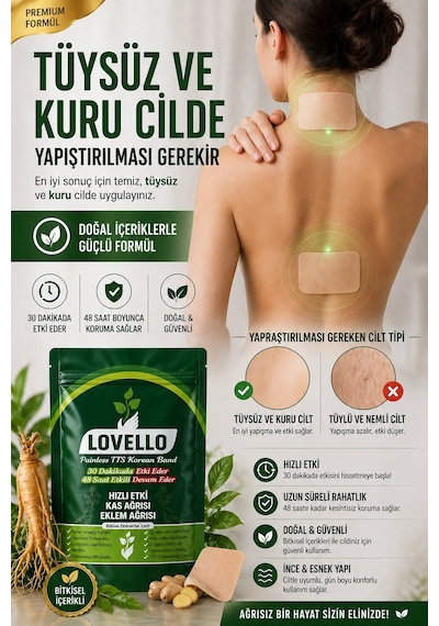 Lovello Kinesio Korea Ginseng Kas ve Eklem Bandı 25 Adet