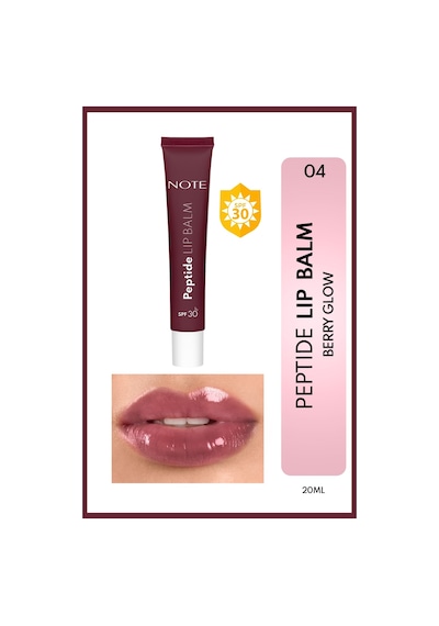 Note Cosmetique Peptide Lip Balm SPF 30 Nemlendirici ve Parlatıcı Renkli Dudak Balmı - 04 Berry Glow - Mor