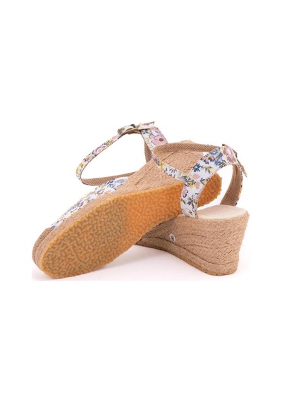 Star Tombis Gerçek Elişi Topuğu Açık Burnu Hasırlı Bilekten Bantlı Dolgu Topuk Keten Hasır Espadril Handmade Çok Renkli