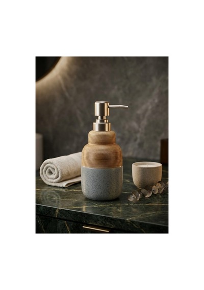 Porselen Sıvı Sabunluk - Lüks Banyo Ve Mutfak Sabunluk - 350 Ml Gri - 892981016 Gri