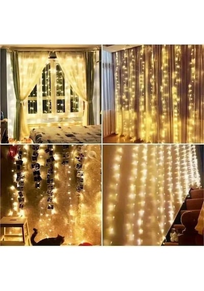 200 Led'li 2x2 Metre Animasyonlu Perde Led Işık - Günışığı Sarı