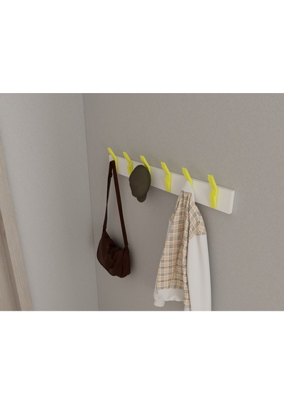 Hepsi3boyutlu Modern Duvar & Kapı Kanca Askılık - 6 Adet Sarı Kanca Askılık - Model No : 3 Sarı