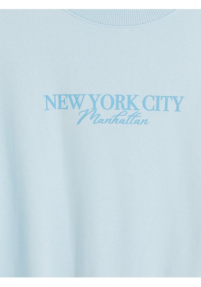 LC Waikiki Lc Waıkıkı Mavi New York City Baskılı Kadın Sweatshirt Tunik