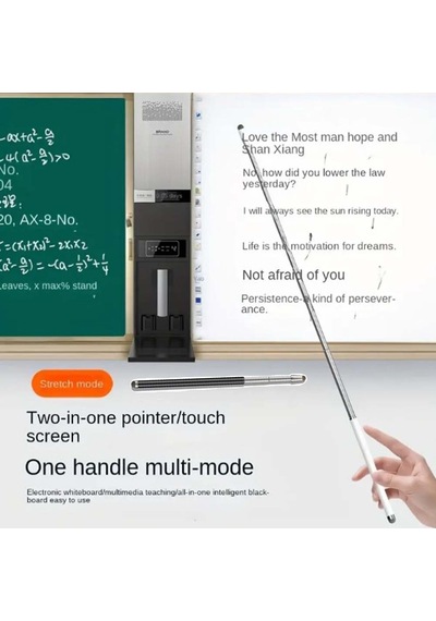 Dokunmatik Tablet Telefon Akıllı Tahta 33 Cm Uzayan Teleskopik Çubuk 2 Dokunmatik Uç Sunum Vb Çubuğu Siyah