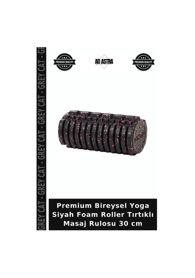 Premium Bireysel Yoga Siyah Foam Roller Tırtıklı Masaj Rulosu 30 Cm Siyah - Pembe