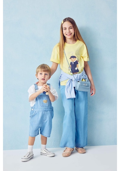 Defacto Geniş Paça Jean Pantolon Kız Çocuk G0249a826smnm63 Mavi-nm63
