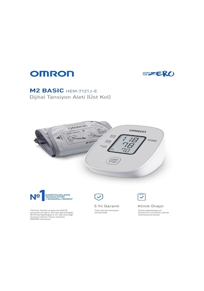 Omron M2 Basic Üst Koldan Pilli Dijital Tansiyon Aleti – Göstergeli 5 Yıl Garantili + Taşıma Çanta Hediyeli